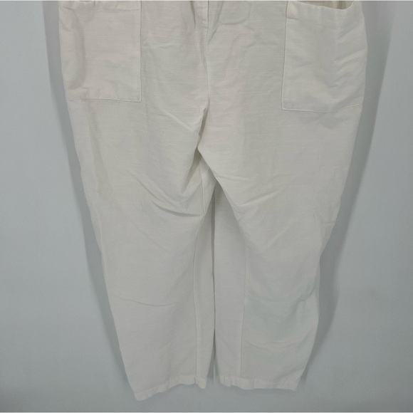 The Nines by HATCH 3/4 Sleeve Button Front Cropped Maternity Jumpsuit In White - Picture 3 of 9
